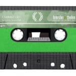 close up of a vintage audio tape on white background