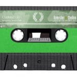 close up of a vintage audio tape on white background